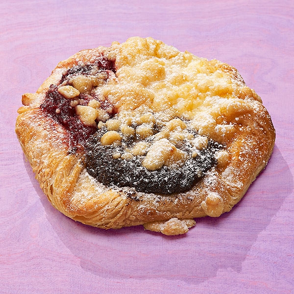 Butter-Plunder mit Mohn-, Quark- und Kirschfüllung